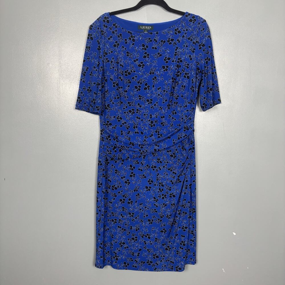 LAUREN RALPH LAUREN Women’s Blue Floral Sheath Dress Wedding Party Night 12